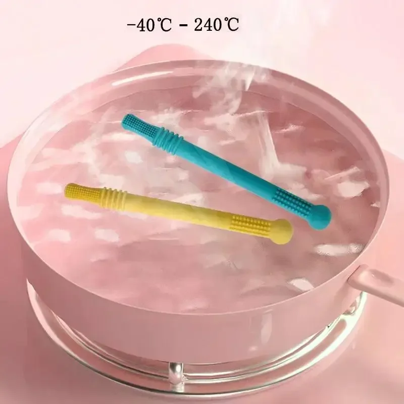 Jouet à mâcher en silicone pour bébé, paille molaire sûre, jouets de dentition pour bébés TeWindsor, poignée en silicone, jouet de sécurité pour bébé