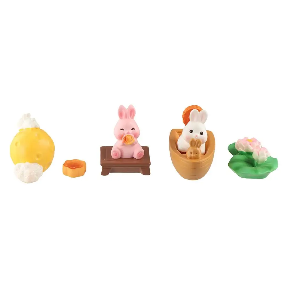 Stile cinese Mid-Autumn Rabbit Decor Doll Rabbit/Mooncake Shape decorativo Mooncake Rabbit Statue Resin Mini