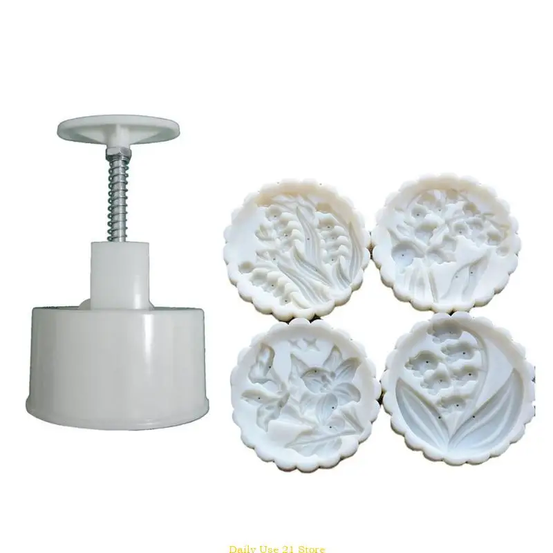 

Mid-Autumn Festival Mooncake Makers Lily Of The Valley Moon Cake Mold Cookie Stamps Hand Press Cookie Dessert Cutters