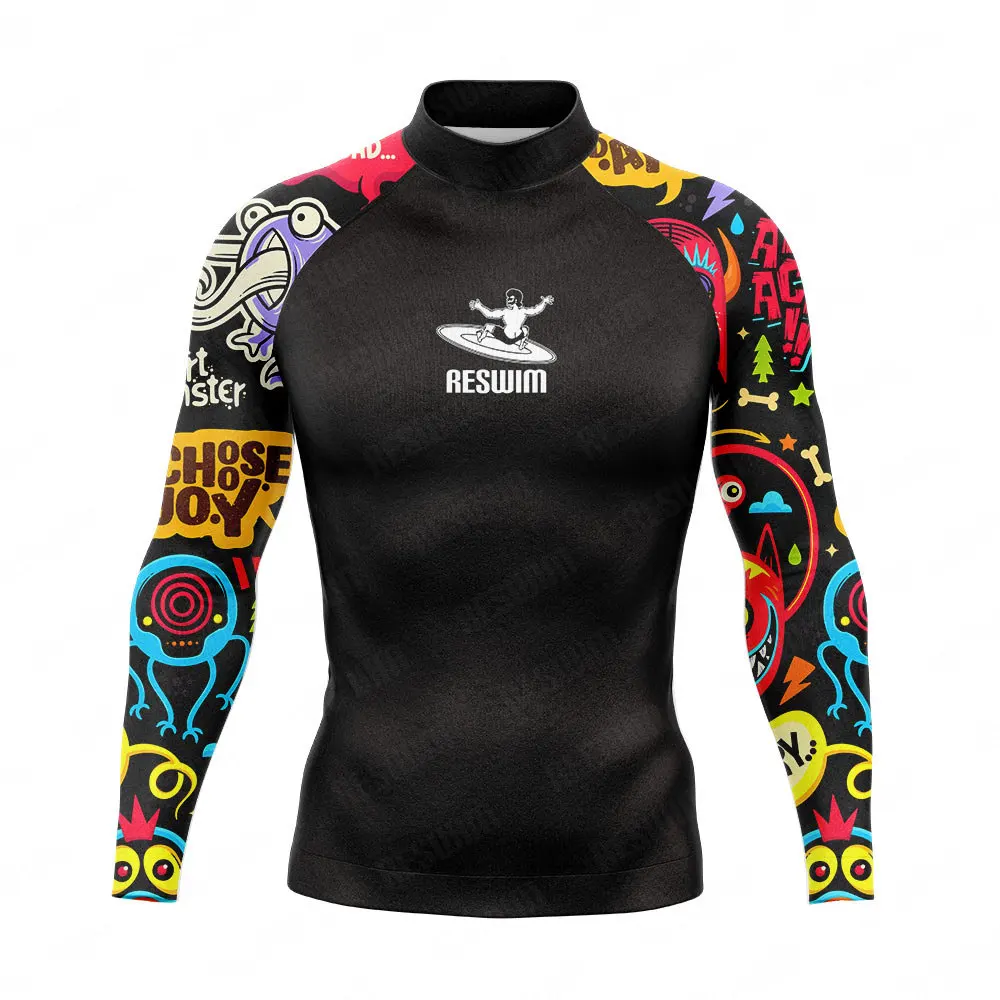 Summer Mens Surfing Diving UV Protection Swimwear Long Sleeve Rash Guard Surf Shirt Swimming Tight T-Shirt Rashguard Gym Clothes