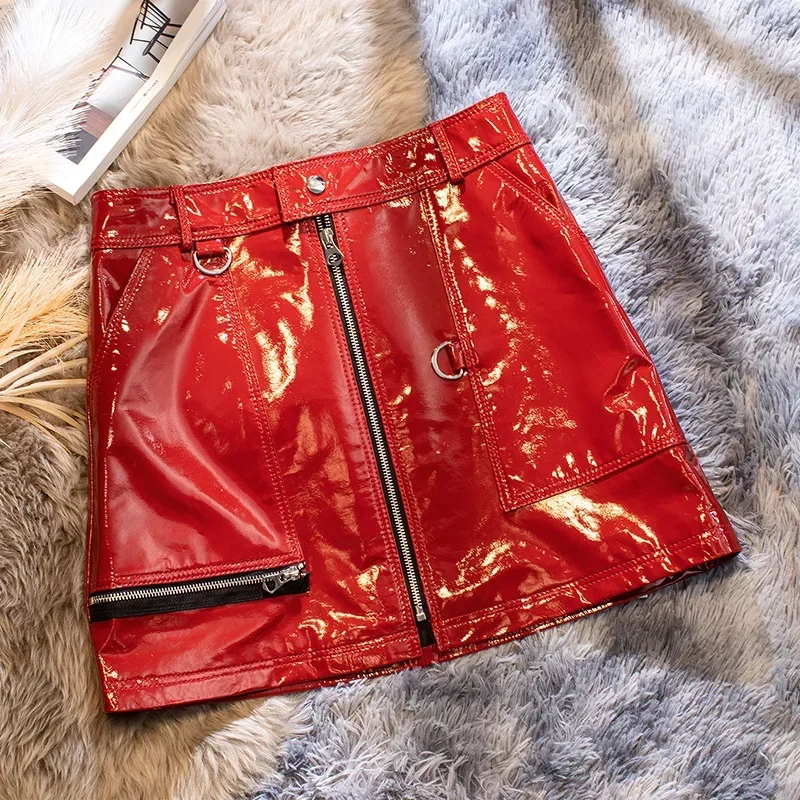 Real Sheepskin Leather Skirts for Women Summer 2024 Female High Waist Skirt Motorcycle Women's Short Skirt Saias Zjt2462