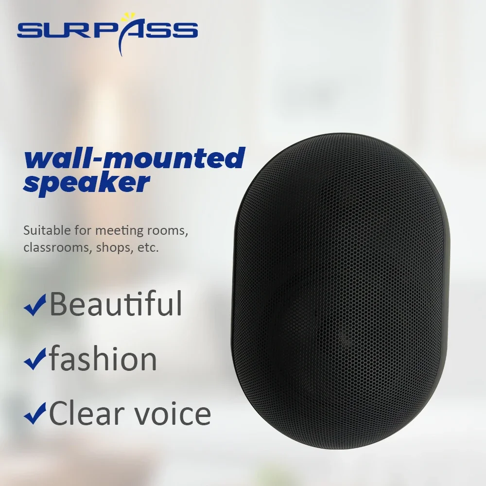 

Waterproof Wall-mounted Speakers PA Speaker 5 Inch Wall Loudspeaker Fashion Stereo Audio System for Classroom Meeting Room Shop