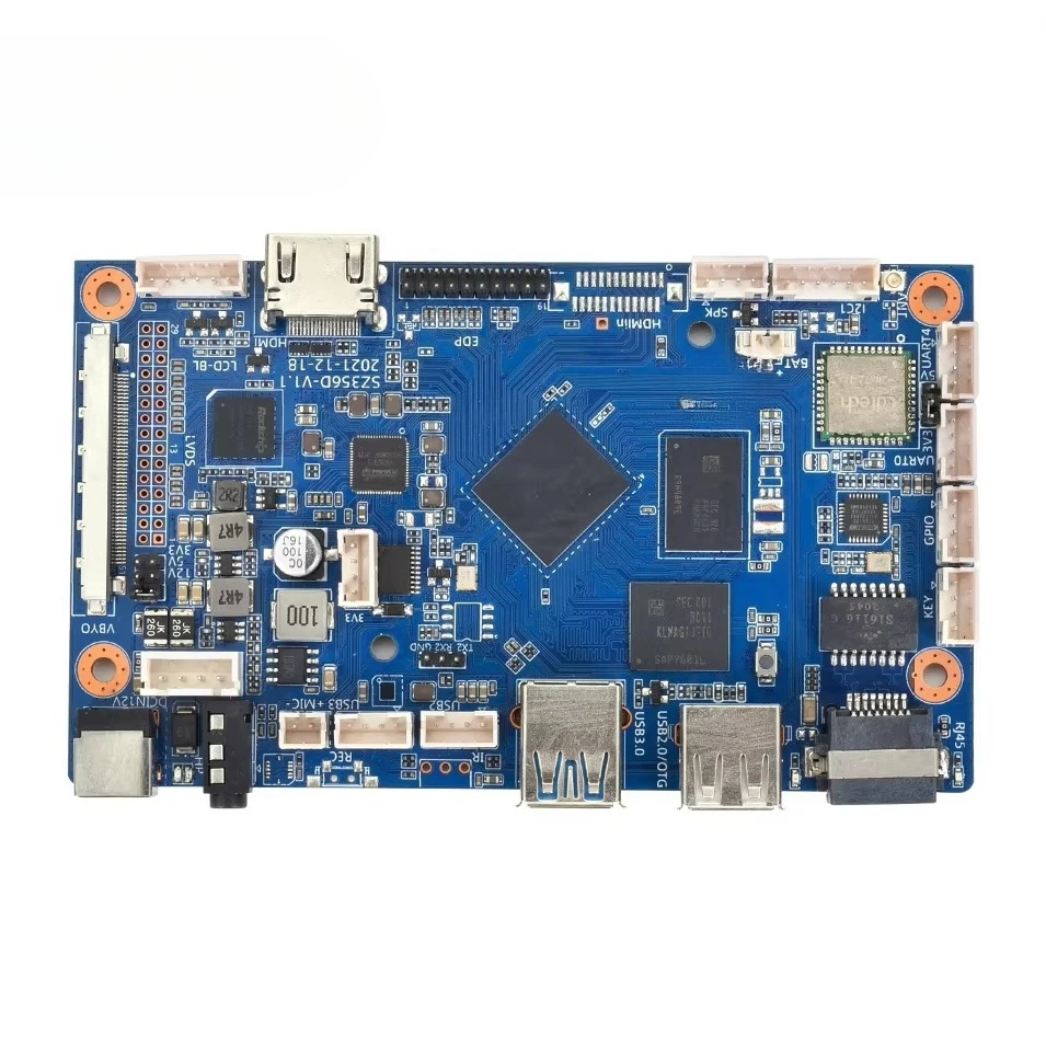 เมนบอร์ดเครื่องเล่นรถยนต์สำหรับผู้ขายทอง ชุดเมนบอร์ด CPU Rockchip RK3566 V-by-one Arm Android Linux