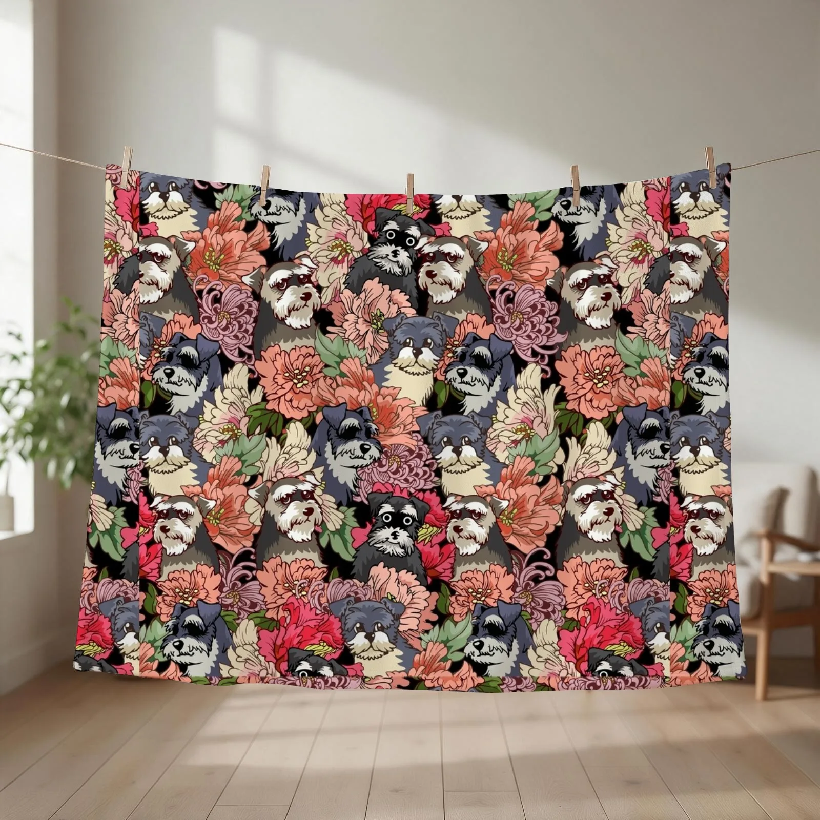 BECAUSE SCHNAUZERS Throw Blanket couch cozy soft plush fuzzy picnic outdoor blanket