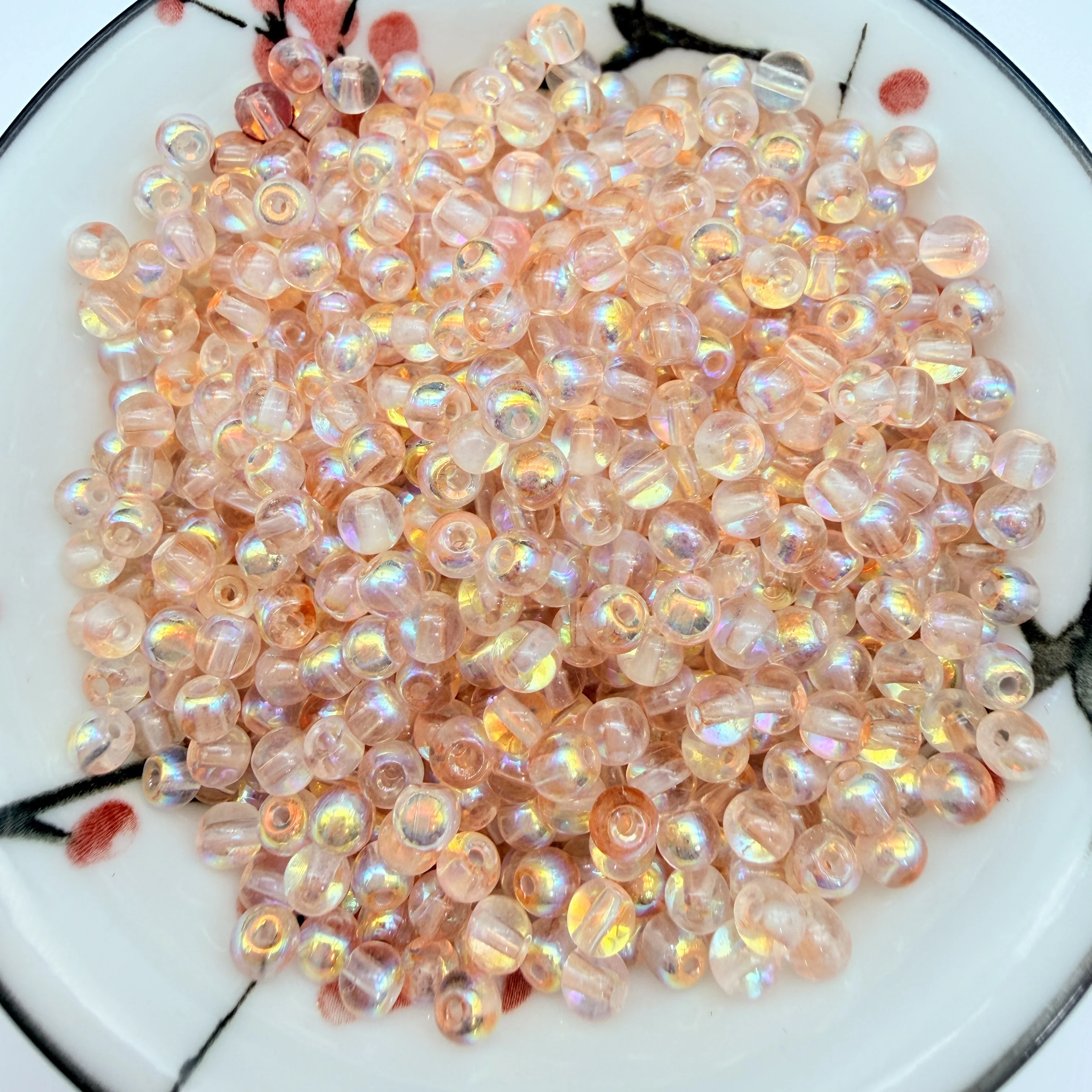 4mm Violet Aurora Shimmering Glass Round Beads Loose Beads For Handmade Earrings Bracelets Fashion Jewelry Making Accessories