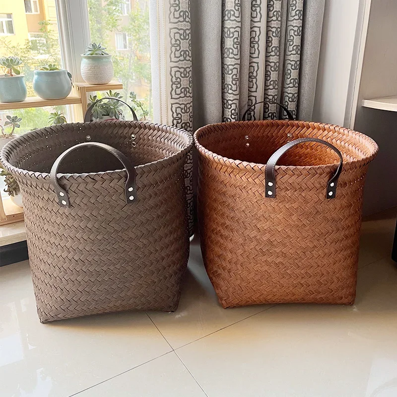 Expansive American Rattan Woven Basket Light Luxury Large Storage Children's Toy and Snack Organizer Elegant Home Feature