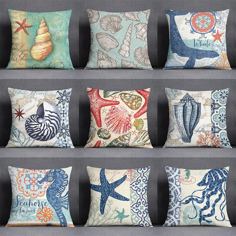 personality abstract marine life pattern pillowcase sofa living room cushion cover bedroom bed pillow cover home decoration