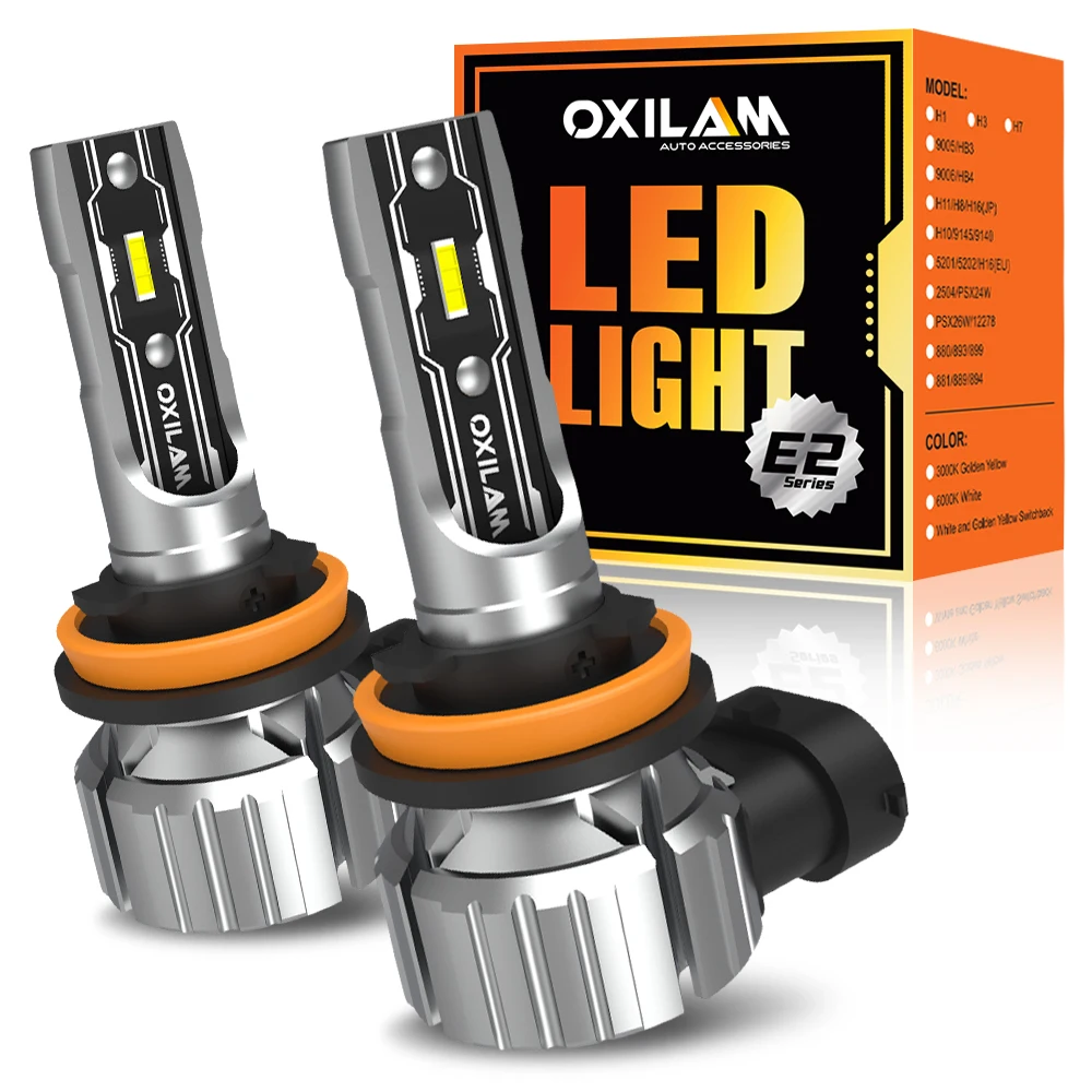 2Pcs Canbus H8 H11 LED 9005 HB3 9006 HB4 Headlights Bulb Super Bright White Car Headlamp Fog Light Kit High Low Beam 12V Fanless