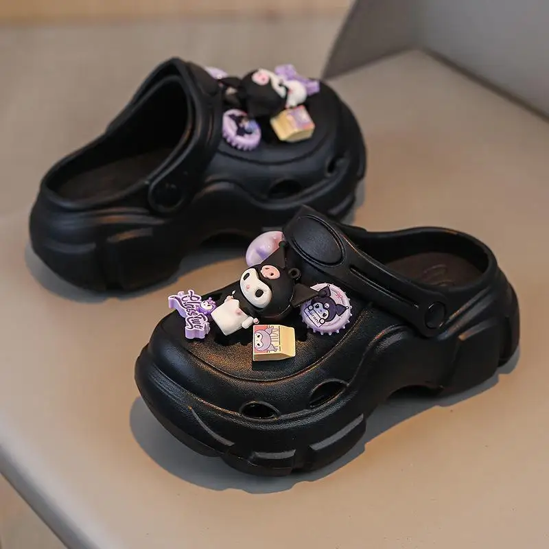 

Sanrio Girl Kuromi Parent Child Garden Shoes Anime Cartoon Summer New Style Kawaii Two Wear Girls Sandals Beach Shoes Versatile