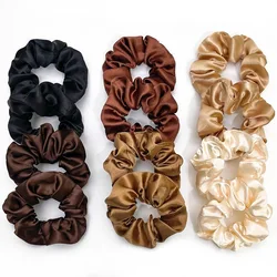 12 Pcs Silky Scrunchies Solid Color Hair Tie Elegant Hair Ring For Women Girls Elastic Ponytail Holder Hair Accessories