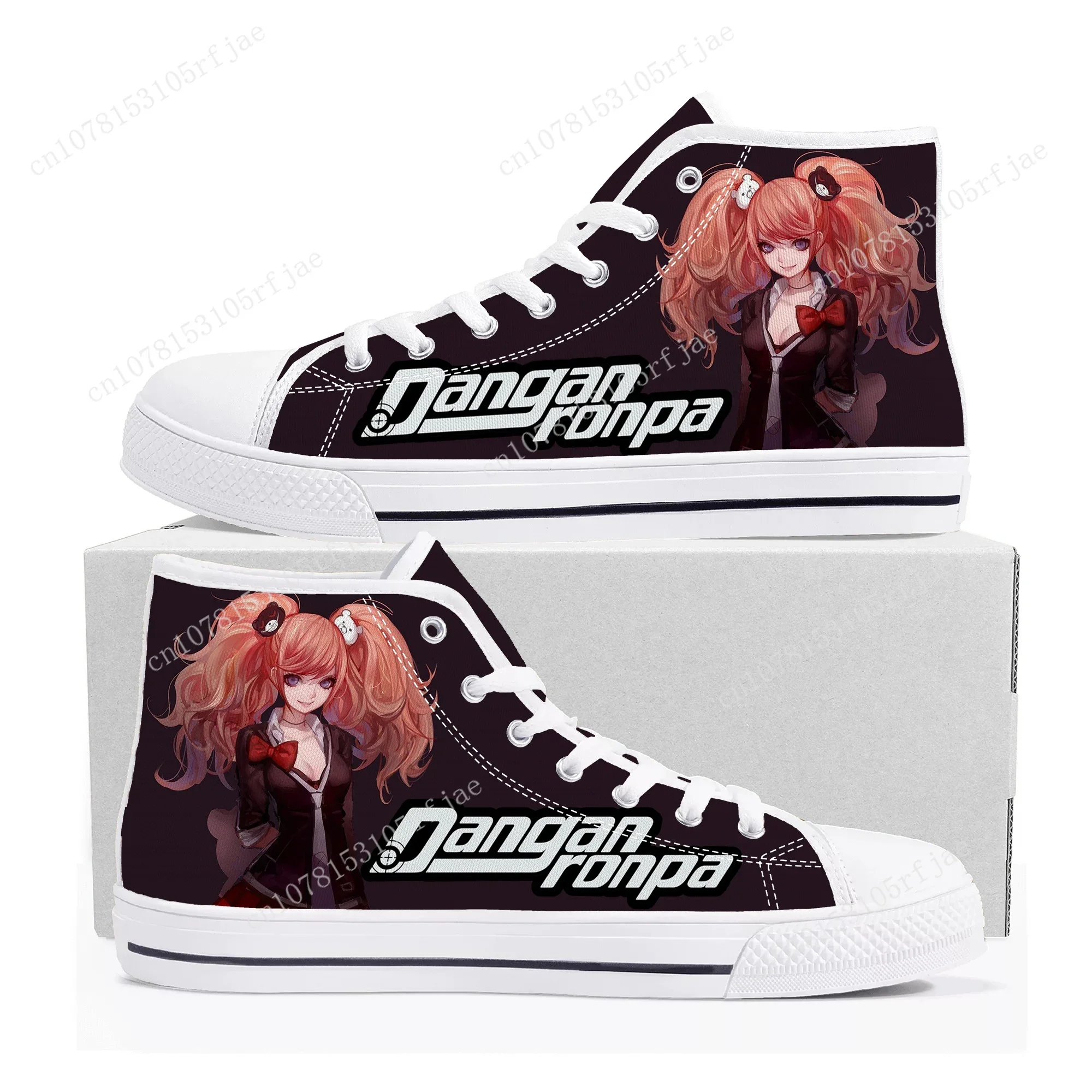 Cartoon Game Danganronpa Junko Enoshima High Top Sneakers Mens Womens High Quality Canvas Shoes Casual Tailor Made Sneaker