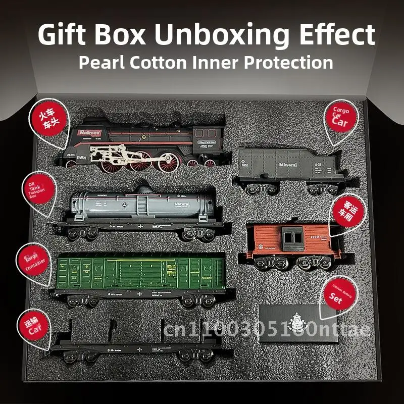 Conjunto de brinquedos retrô de trem a vapor, simulação elétrica, modelo de brinquedo de trem pequeno