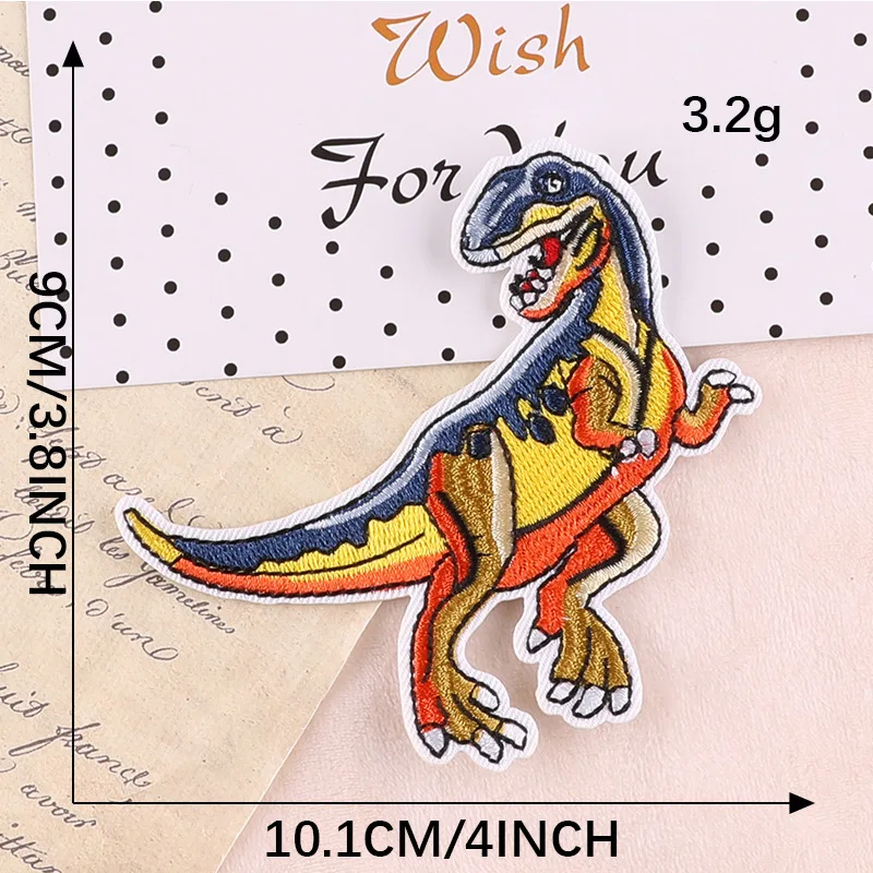 Tyrannosaurus Rex Dinosaur Embroidery Badges Iron On Patches On Clothes DIY Dress Jean Hat Accesories Cartoon Applique Stickers