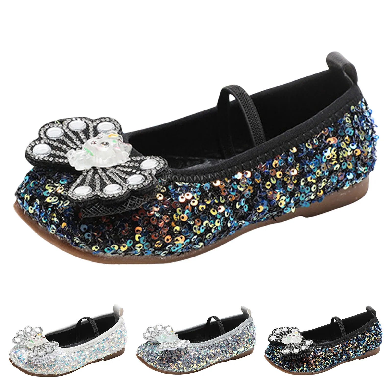 

Arch Support Kids Sandals Girls Sandals New Pattern Sequin Decoration Cute Flat Bottom Non Slip Little Girls Slip on Sandals