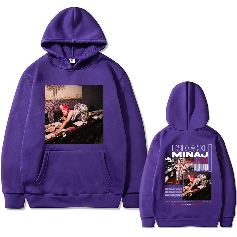 Nicki Minaj Red Ruby Da Sleeze Album Double Sided Print Hoodie Men Women Fashion Sportswear Male Hip Hop Vintage Casual Hoodies