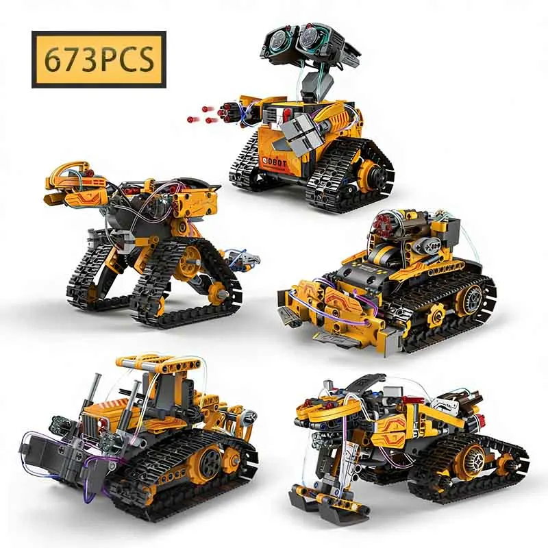 

Конструктор MOC 673 детали: 5 в 1, креативная модель электрического радиоуправляемого робота, снегохода, бульдозера. Детские развивающие игрушки-головоломки. Подарок на день рождения.