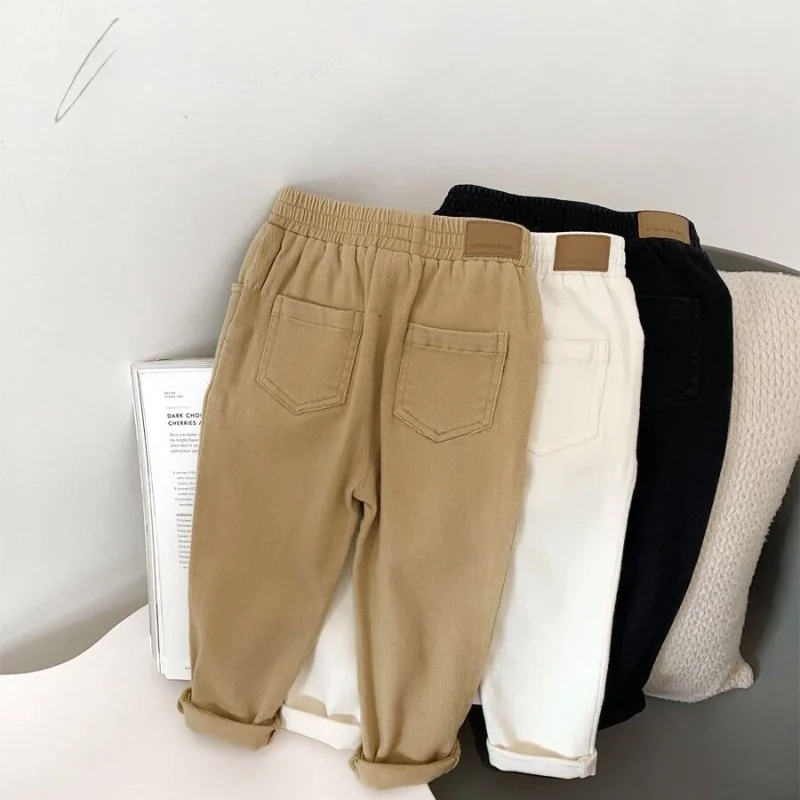 Spring Autumn Kid Boys Loose Pencil Sweatpant Khaki Thin Trousers Cargo Jogger Pants for Children Casual Sport Pants Boy Clothes