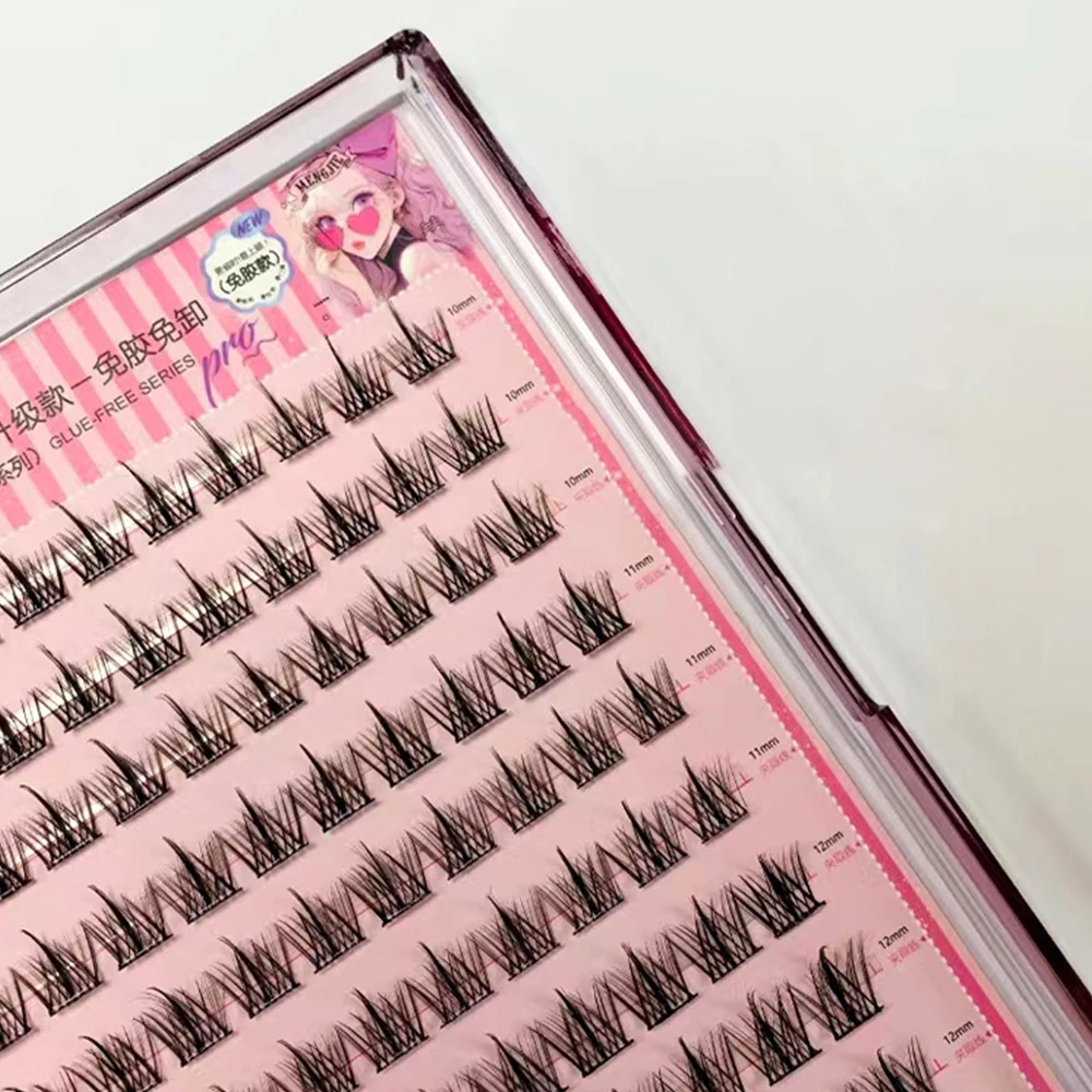 Press on Glue-Free Realistic False Eyelashes No Glue Needed Reusable Segmented Eyelashes Handmade Waterproof