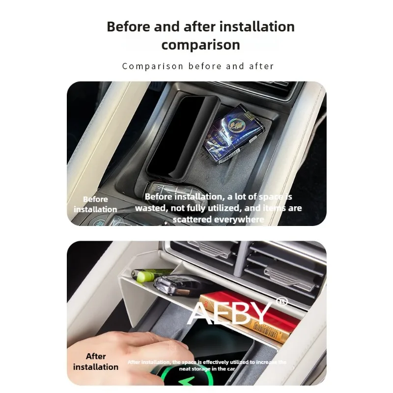 AEBY voor BYD Atto 2 2024-2025 opbergdoos onder console, uitschuifbare lade voor voorstoelen, antislipmat, eenvoudige installatie, stevig