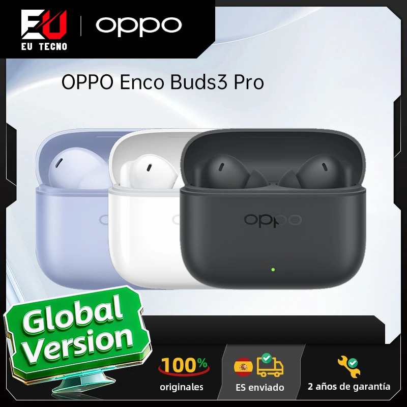Version mondiale OPPO Enco Buds3 Pro Écouteurs sans fil, autonomie de 54 heures, haut-parleur dynamique de 12,4 mm, BT 5.4, IP55