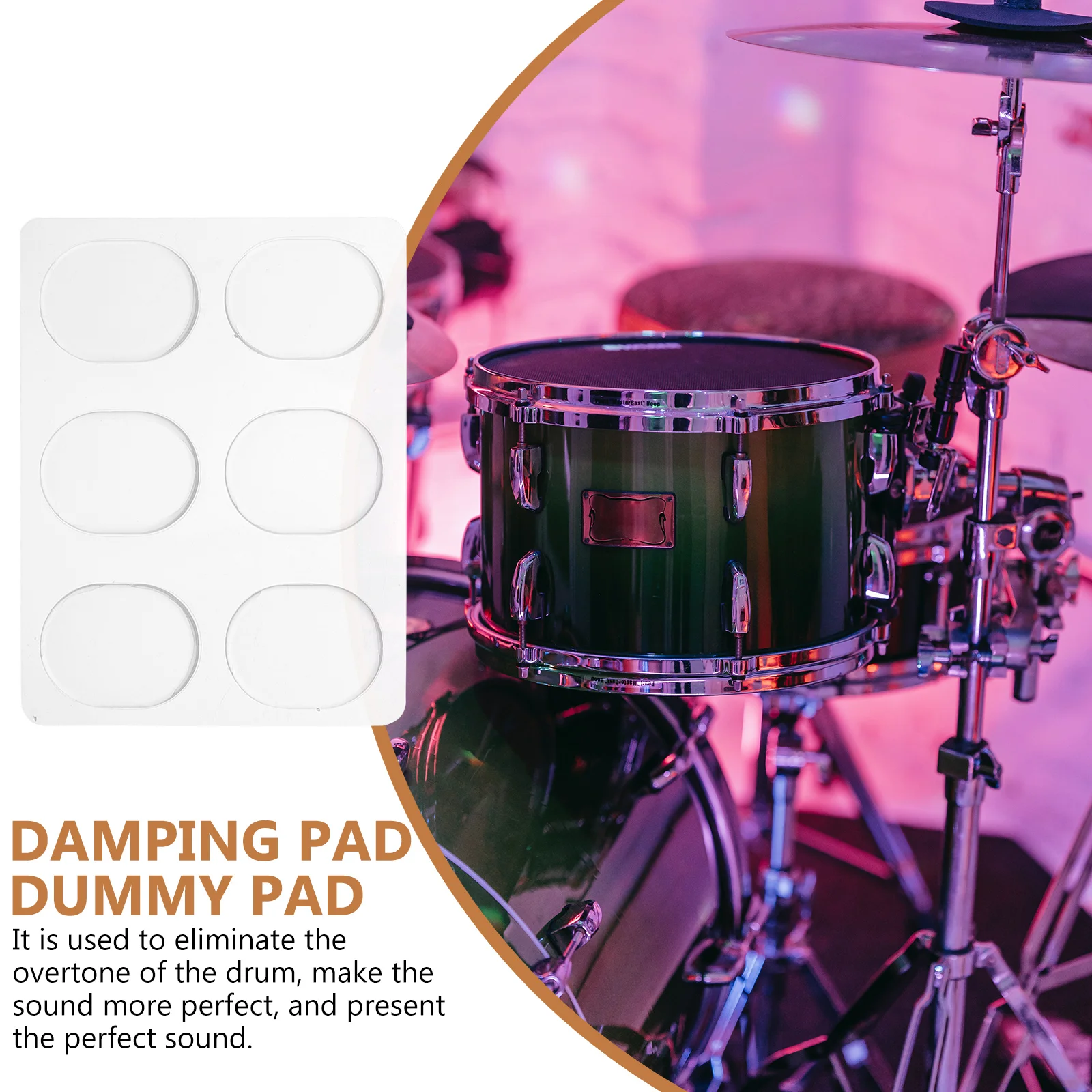 

12Pcs Drum Mute Mats Clear Adhesive Dampeners Reduce Volume Without Sound Distortion Perfect for Snare Cymbals Cowbells