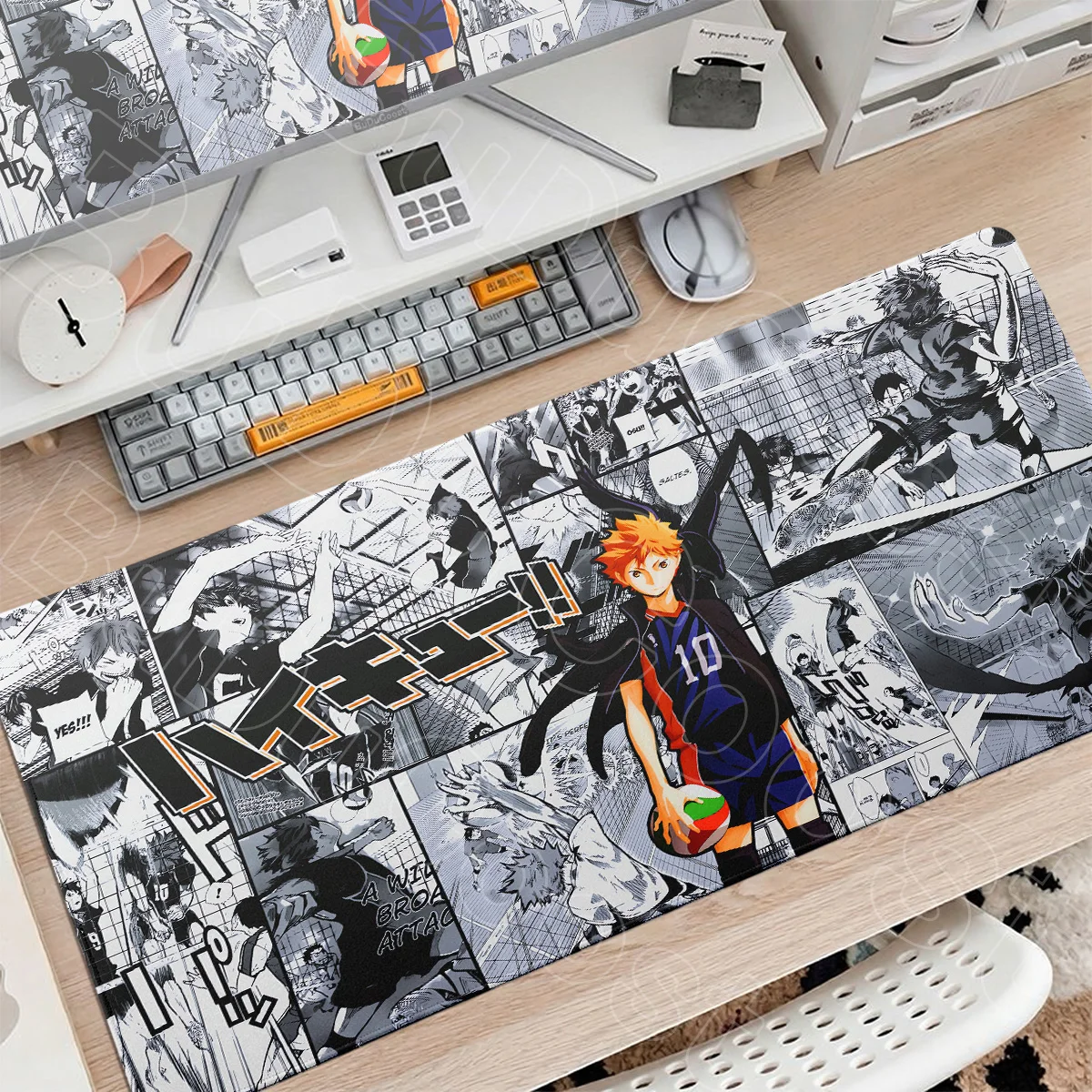 Tapis de clavier d'ordinateur antidérapant 400x900mm, décoration de bureau, Anime Haikyuu, grand tapis de souris XXL en caoutchouc pour ordinateur portable, tapis de souris pour joueurs