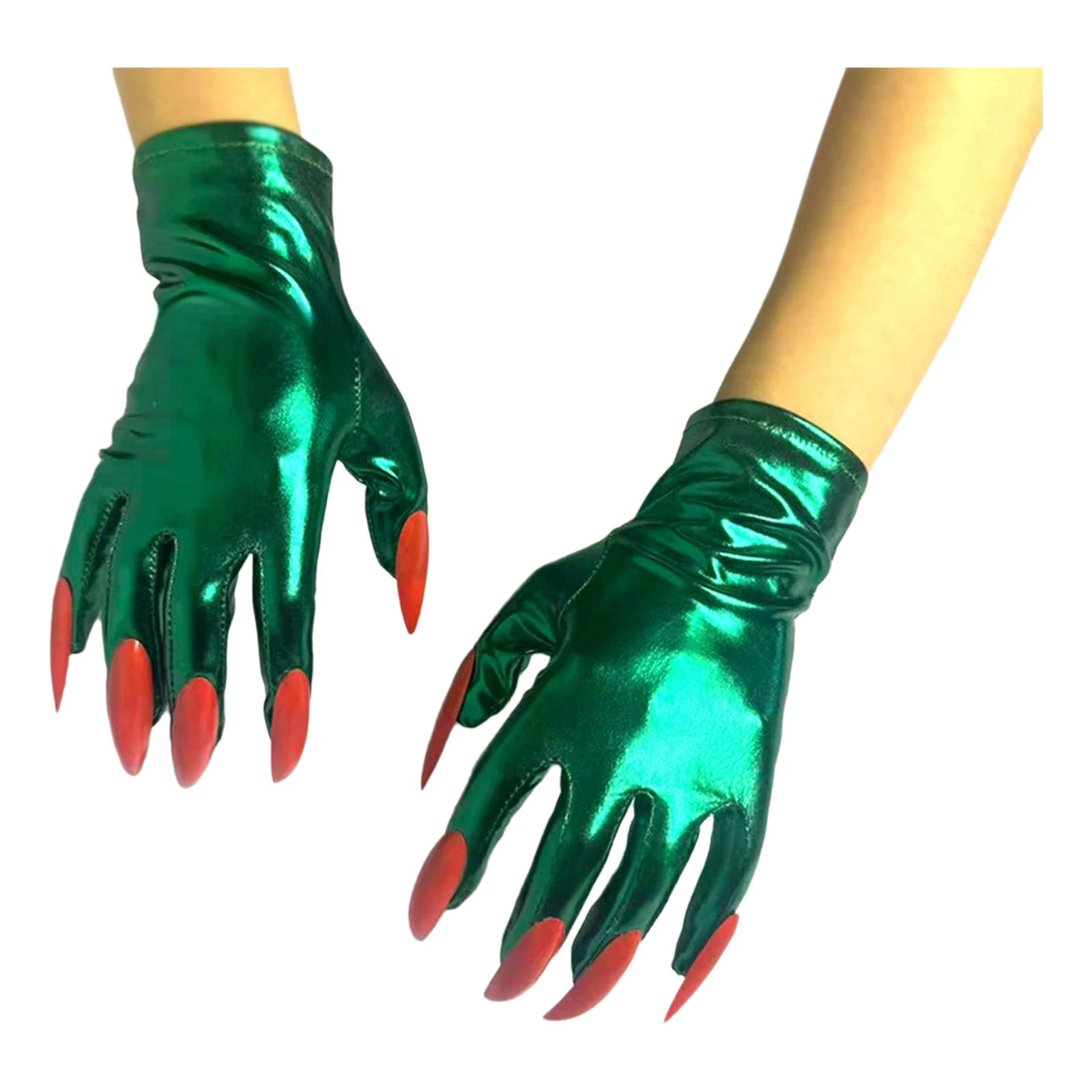 

Gothic Armored Gloves with Metallic Sheen Articulated Nail Design Versatile Handwear for Halloween Vampire Role Play Accessories