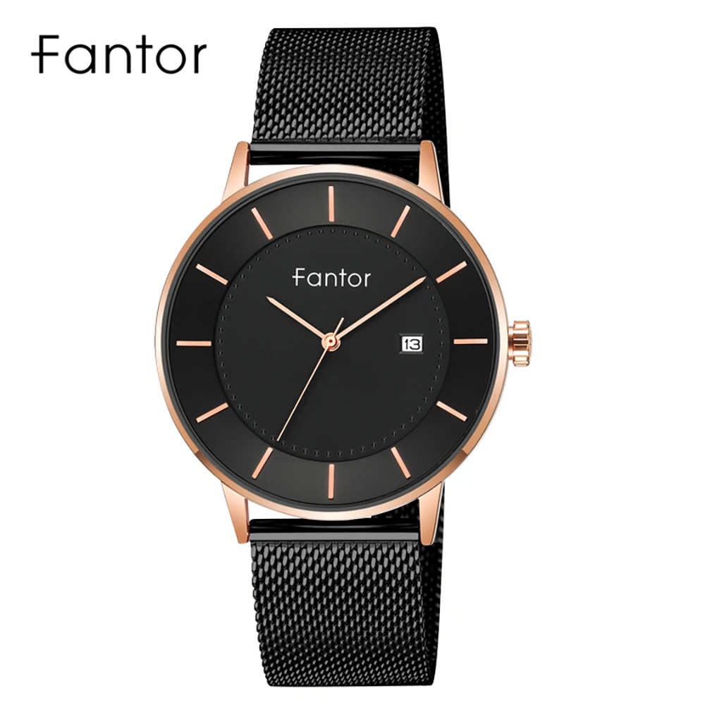 Fantor di Marca di Lusso Minimalista Classico Da Uomo Da Polso Impermeabile Data Sottile Sottile Orologio Al Quarzo per Gli Uomini