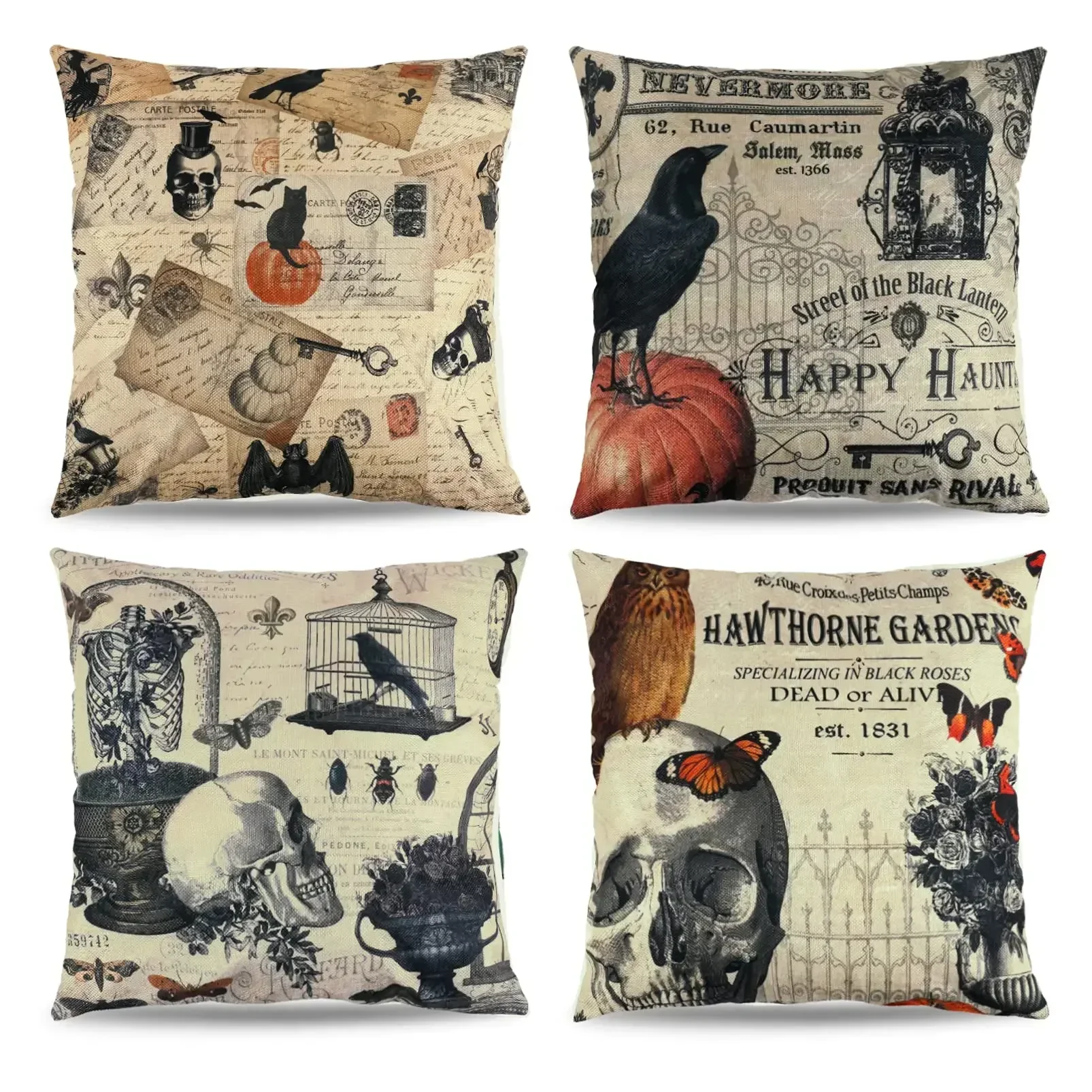 Halloween classic skull head linen pillowcase sofa cushion cover home improvement can be customized for you 40x40 50x50 60x60