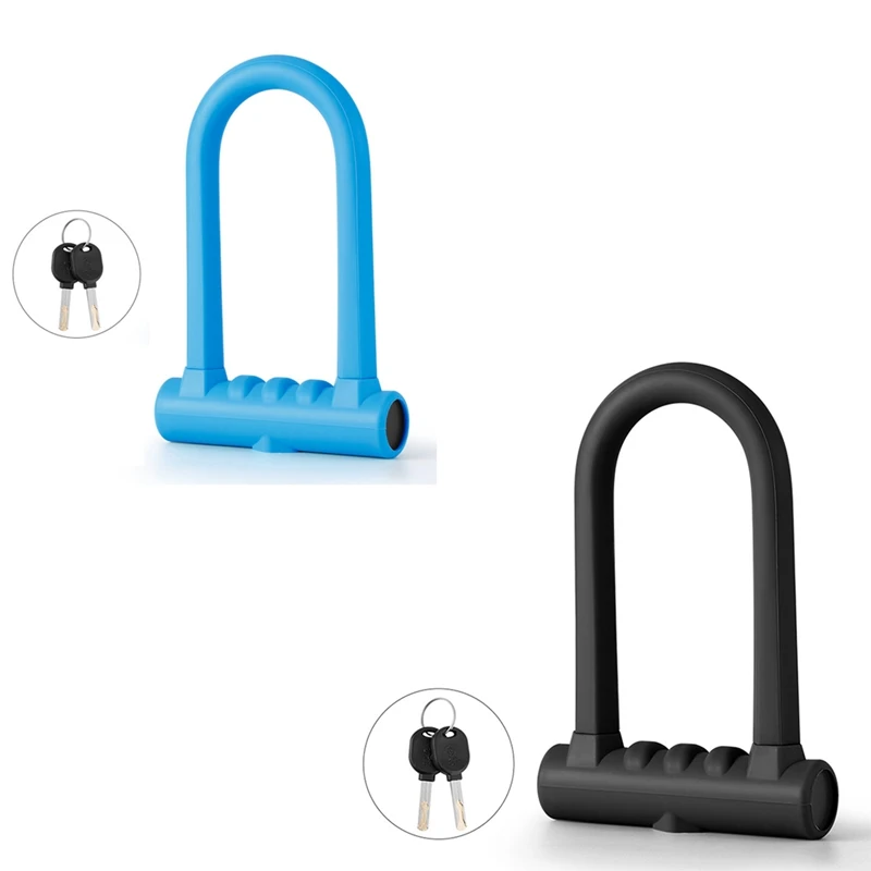 1 Piece Bike Lock Anti-Theft Mountain Bike Road Bike Silicone U-Lock Alloy Steel Black