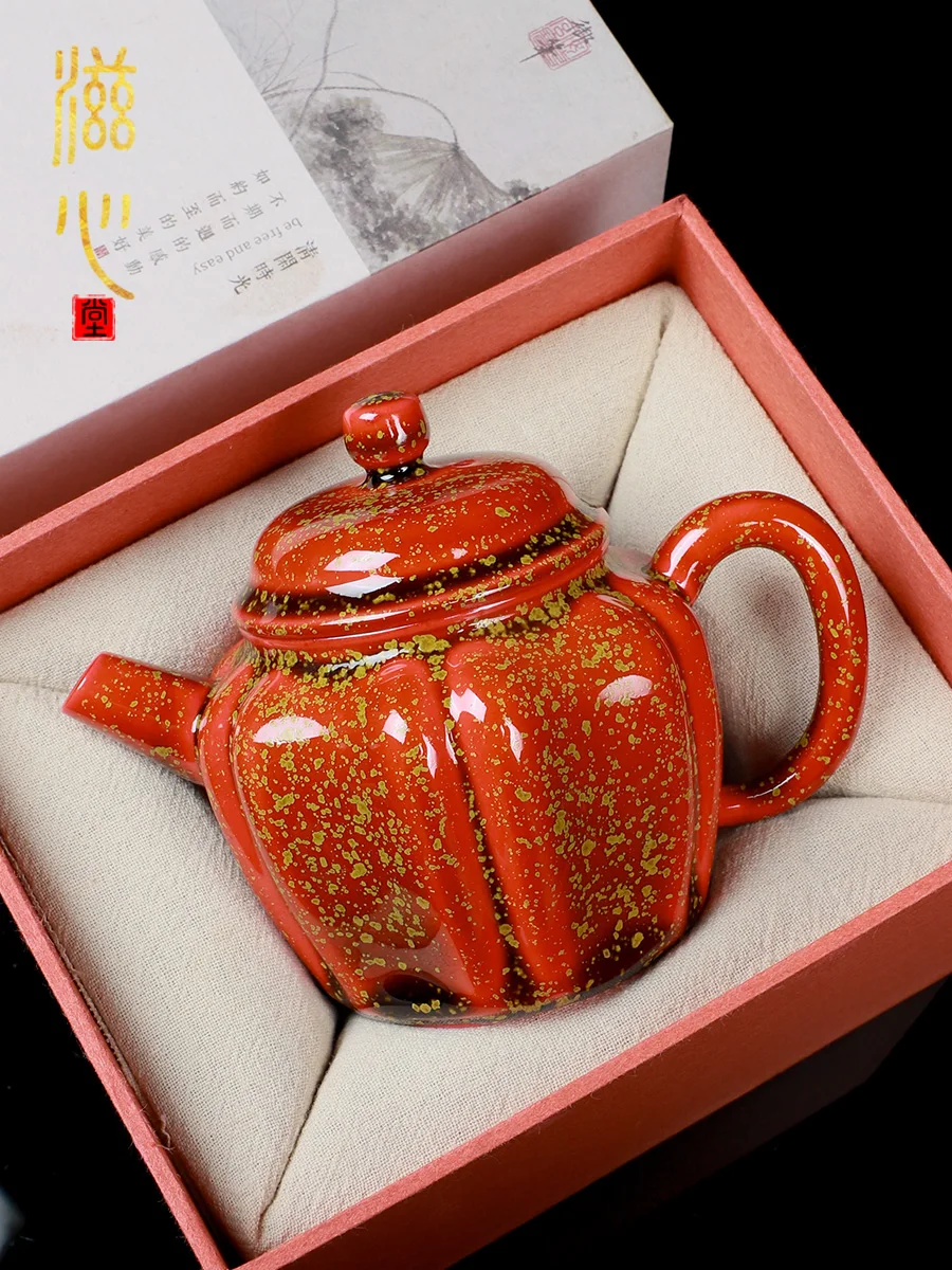

High-End Longquan Celadon Pot Ore Red Mud Small Teapot Famous Pure Handmade Set Home Gift