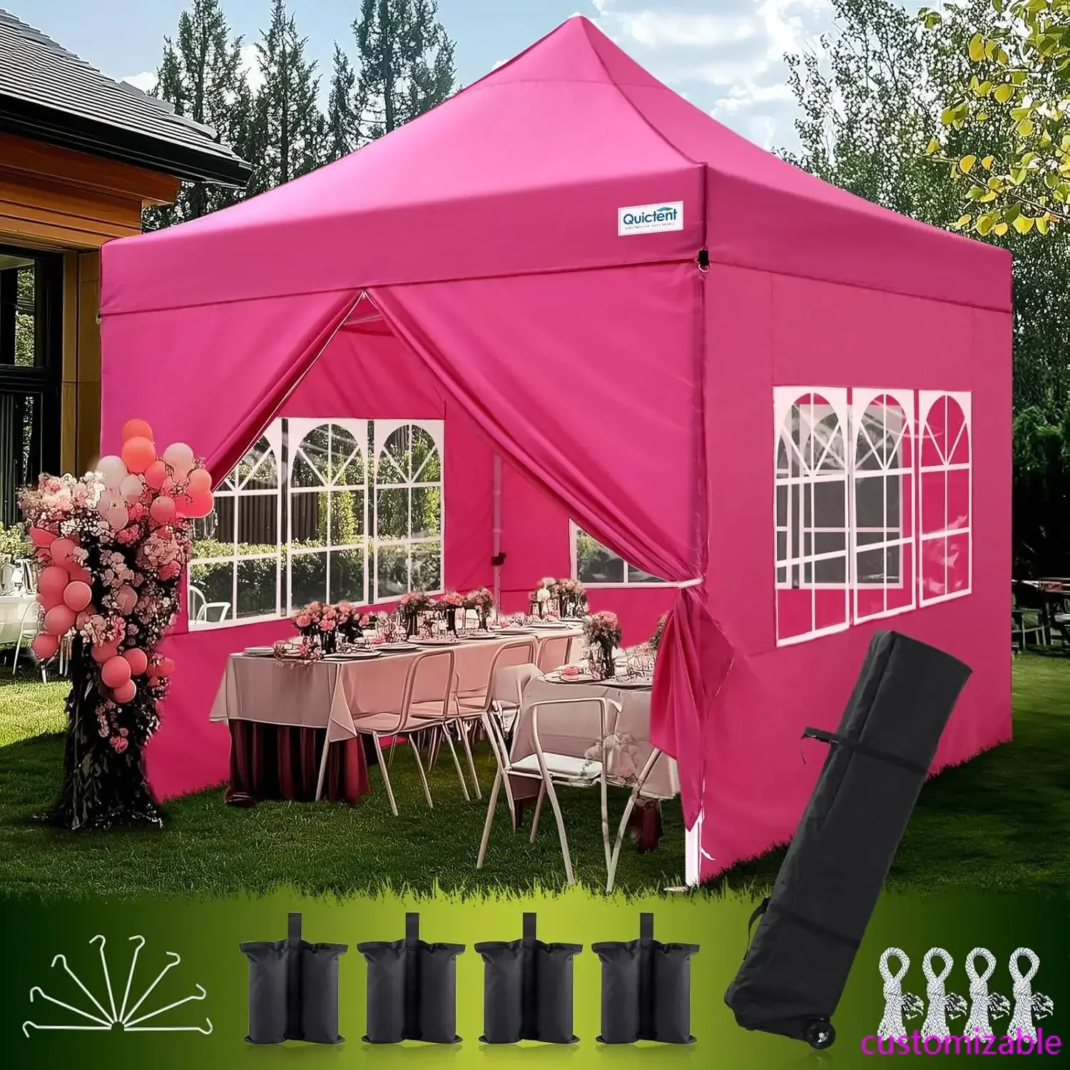 

10x10 Heavy Duty Pop Up Canopy Tent with Sidewalls, Hexagonal Legs- Commercial Instant Shelter with 3-Year Frame Warranty