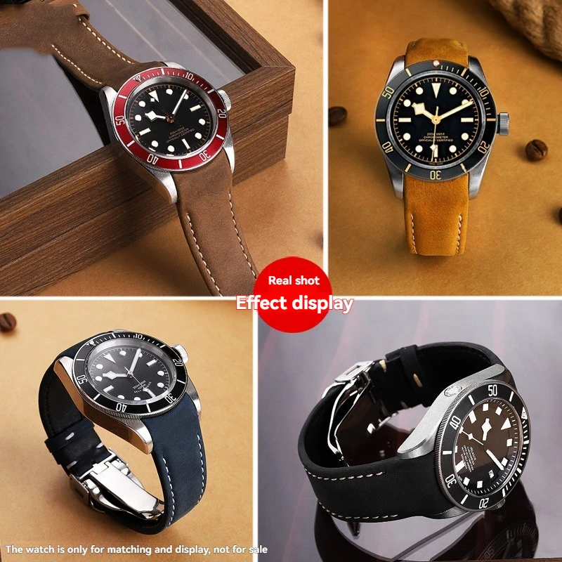Dla Tudor Black Bay skórzany pasek M79363 M79360 20mm 22mm pasek do zegarka z prawdziwej skóry bydlęcej z zakrzywionym końcem, wymienna bransoletka
