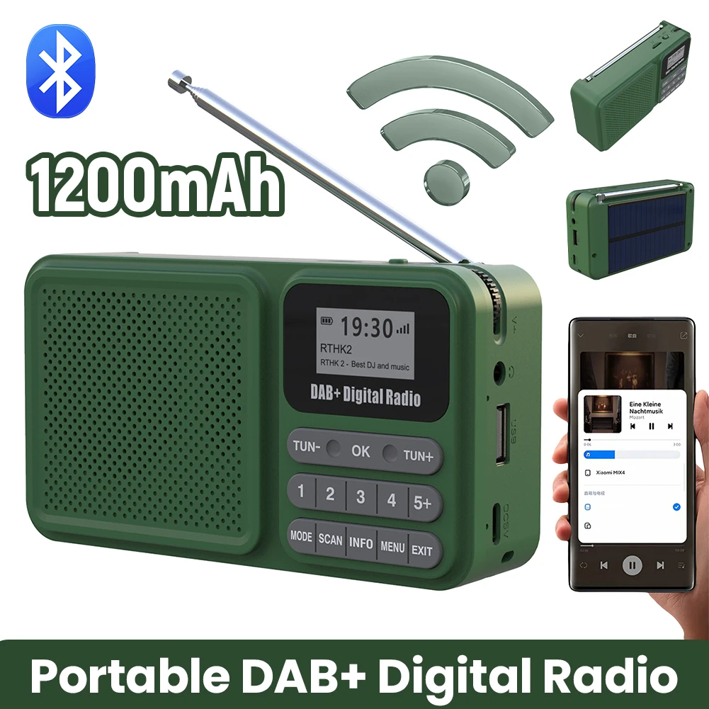 

Громкоговоритель, совместимый с Bluetooth, на солнечной энергии/перезаряжаемый, аварийный радиоприемник, поддерживает воспроизведение MP3 с U-диска и карты TF, ЖК-дисплей