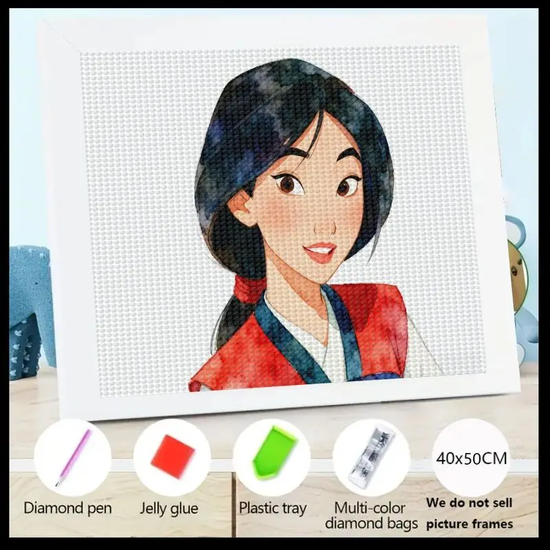 

1PC Mulan 5D Diamond Painting Full Drill DIY Kit, Disney Princess Cartoon Anime Art, Sparkling Crystal Rhinestone Gem Painting S