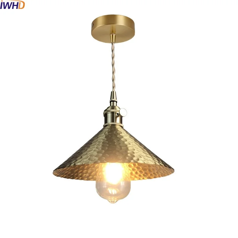 

IWHD Copper Nordic LED Pendant Light Fixtures Bedroom Living Room Restaurant 4w Bulb Modern Hanging Lamp Deco Maison