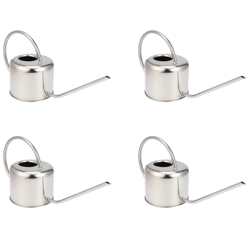 

4X European Gardening Watering Can Pot Stainless Steel 900Ml Household Shower Pot Small Watering Flower