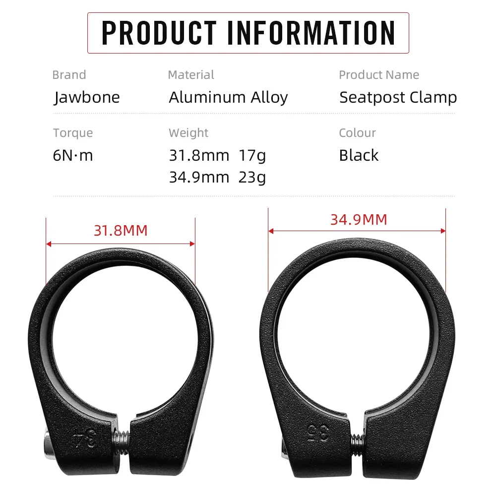 Jawbone Seat Post Clamp CNC Alloy Light Saddle Bicycle Seating Post for 25.4  27.2  30.9 31.6 mm Lock Bike Cycling Accessories