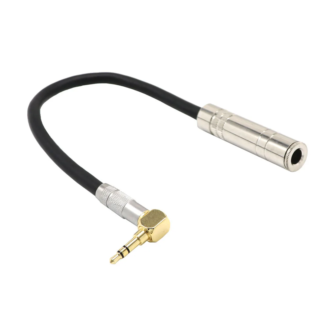 Conector macho estéreo 3,5 a hembra para micrófono, Cable de extensión de línea de Audio en ángulo, reproductor de CD, DVD, TV, altavoz, 6,35