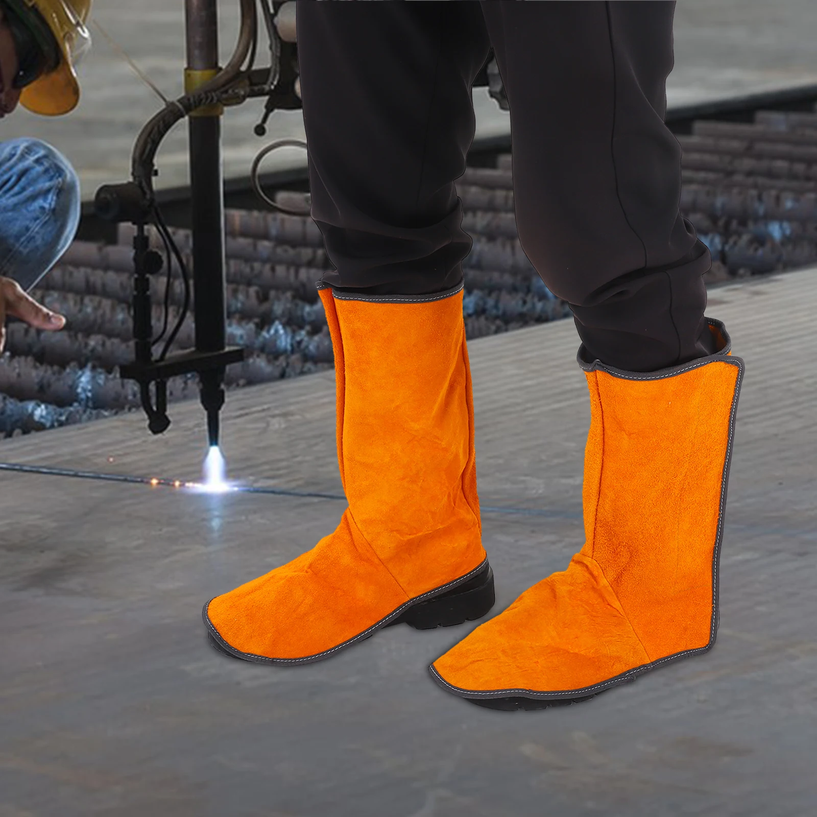 

2 Pcs Welding Protective Leg Protection Boot Guards for Work Boots Anti-scald Welder Cover Cowhide Fireproof Foot