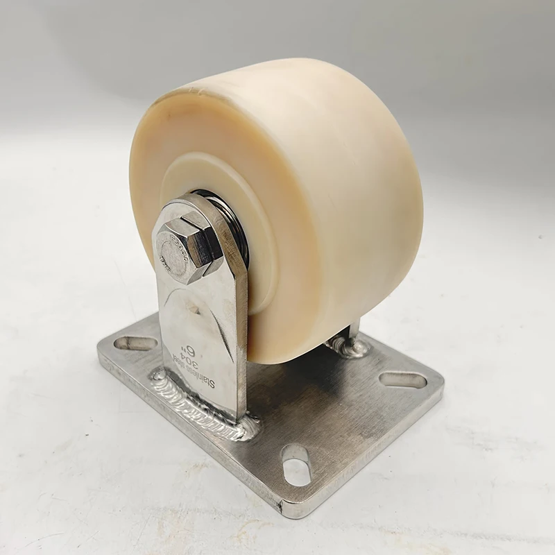 New Product 6 Inch 150mm Fixed Nylon Stainless Steel Castor Wheel 2000kg Trolley Cart Container Heavy Duty Caster