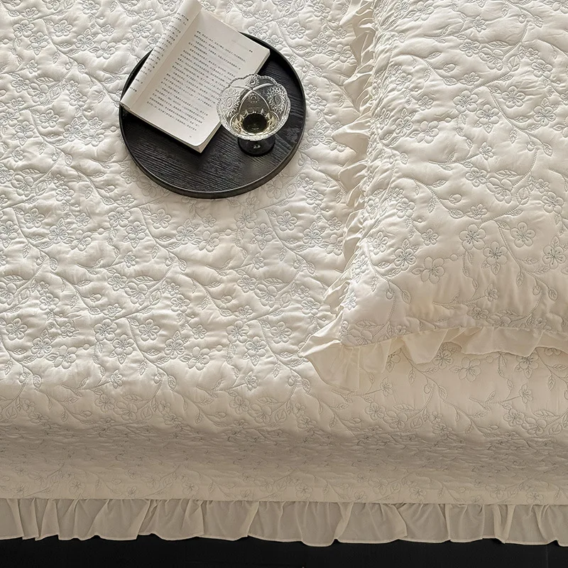 Elegant Cotton Quilt Bedspread Set - Cooling Lightweight 3PC/1PC Summer Quilted Bed Cover Blanket for Bed Decor Comforter 5