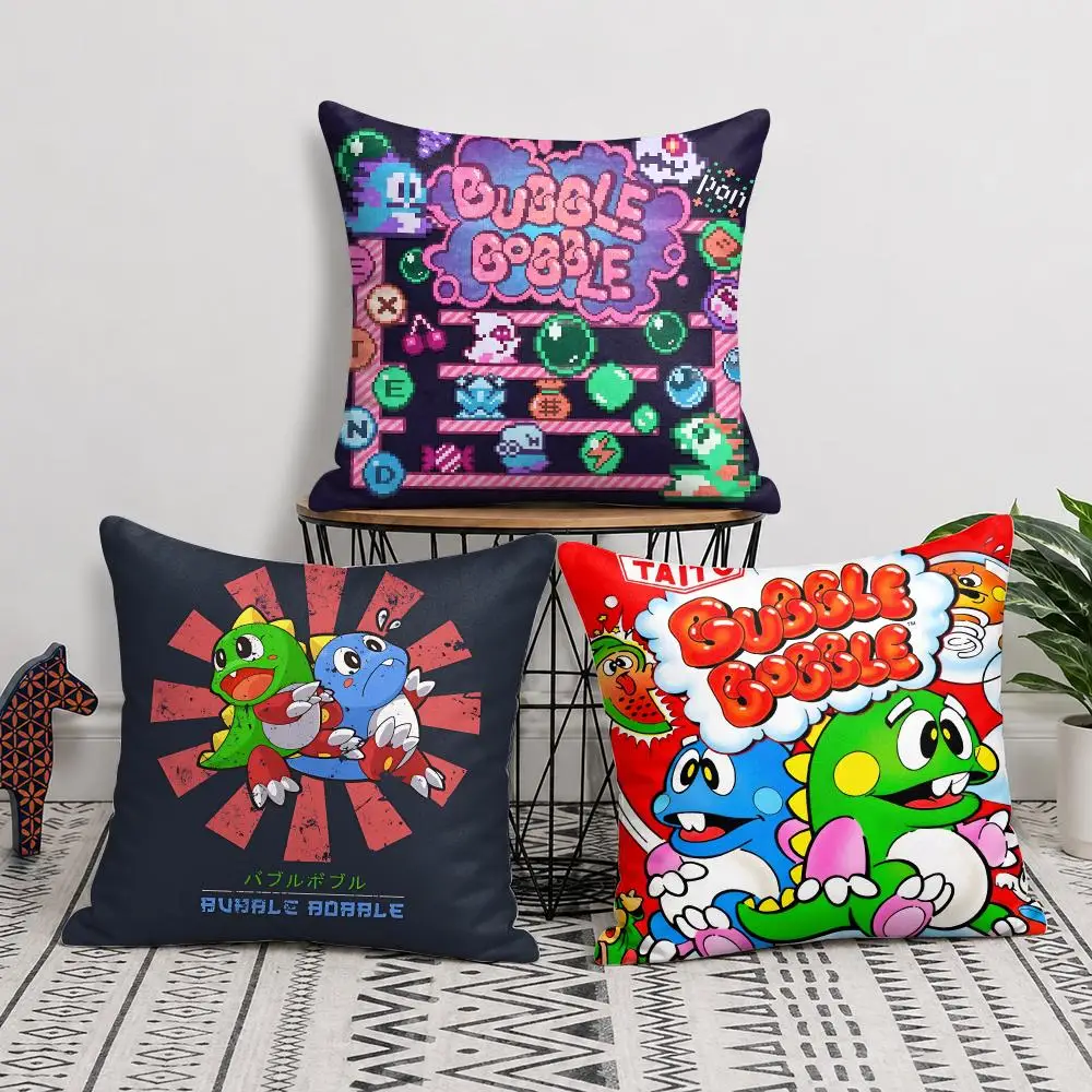 B-Bubble Bobble Cute Cartoon Cushion Cover Silky Short Plush Invisible Zipper Dustproof Sofa Pillow Case For Home Decor