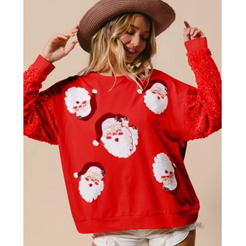 Bobo Christmas Graphic Sweatshirts Women Autumn New Casual Loose Preppy Style O-neck Hoodies Femme Streetwear Cute Pullover Top