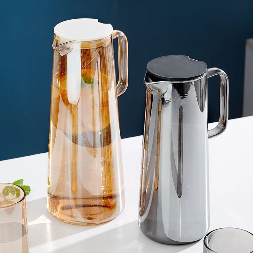 Glass Water Pitcher With Handle Lid Heat Resisttant Cold Hot Kettle Large-capacity Tea Pitcher Water Juice Jug Cups