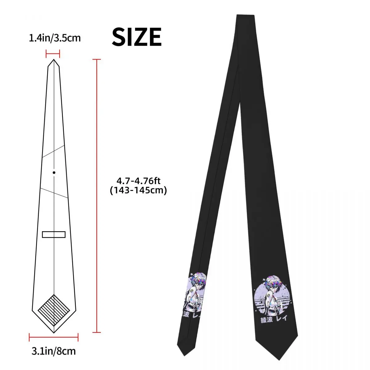 Rei Ayanami Retro Stropdas voor Mannen Zijde Polyester Slanke Stropdassen Feestkostuums Stropdas Casual Gravatas