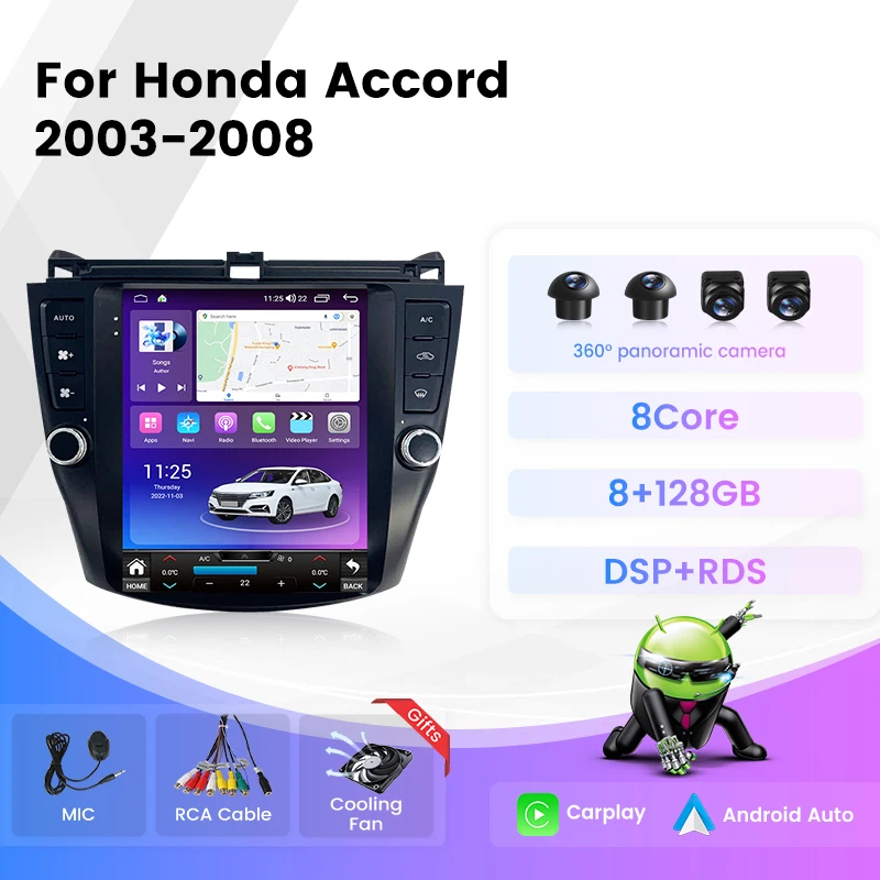 

For Honda Accord 7 CM UC CL 2003-2008 9.7inch Tesla Style Screen Android 13 Car Radio Multimedia Video Player GPS Carplay Navi