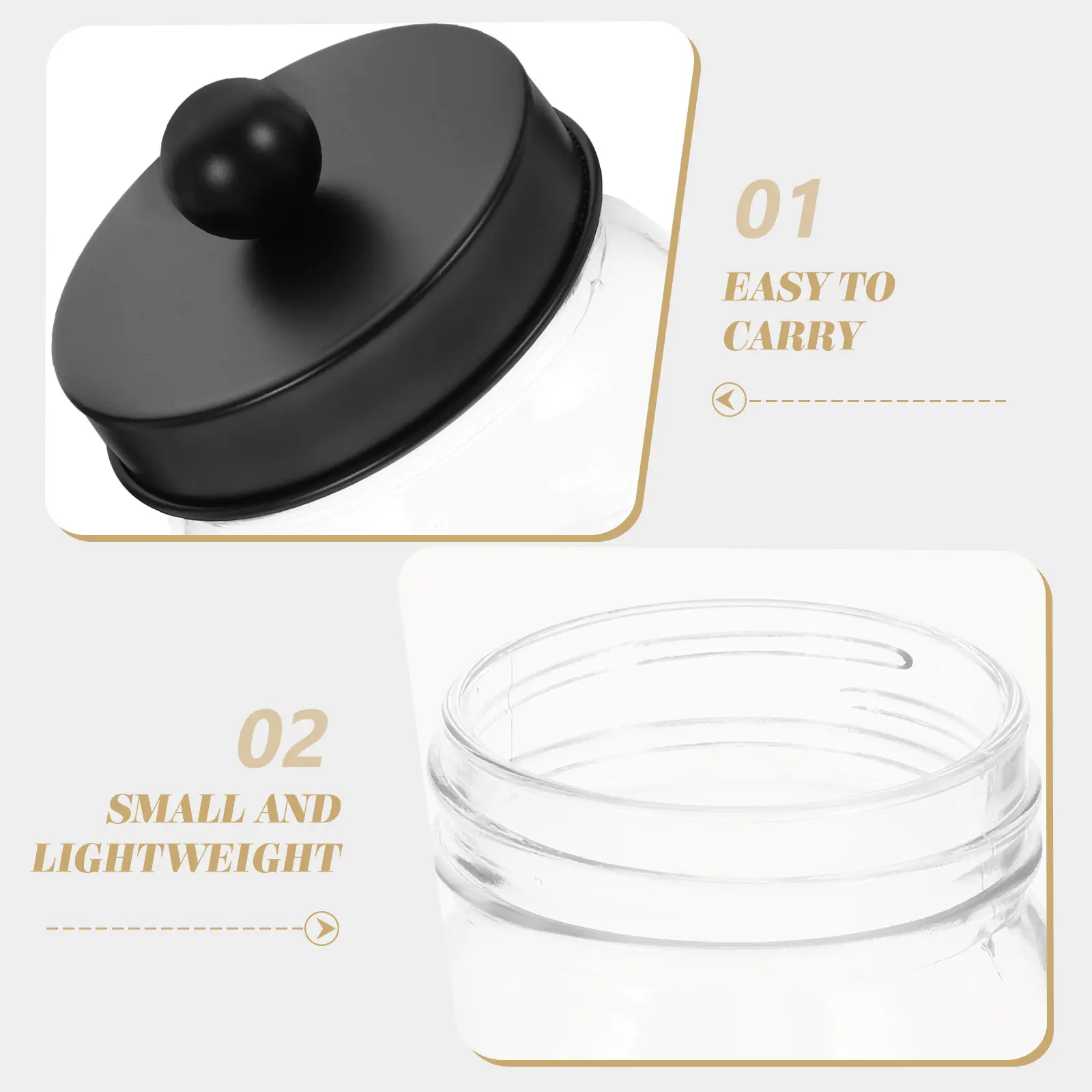 

Набор из 2 стеклянных контейнеров для хранения: прозрачный органайзер для ватных палочек и диспенсер для ватных дисков с пылезащитной крышкой