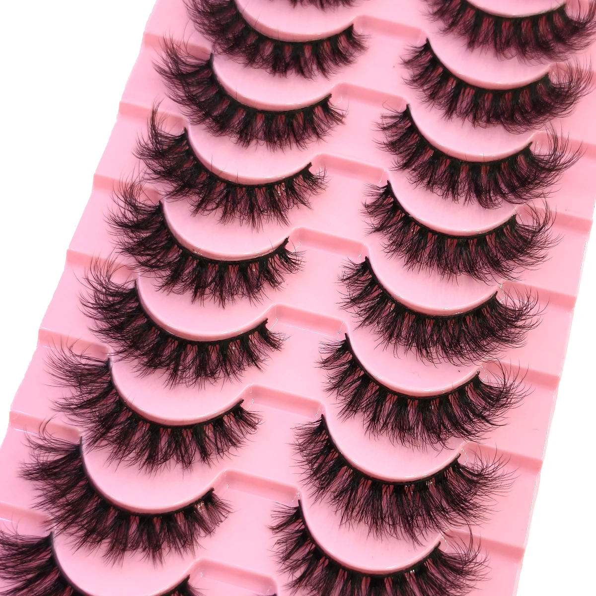 10 Paia di Ciglia Finte Miste in Visone, Ciglia Finte Drammatiche e Voluminose, Ciglia Finte Naturali Lunghe in Visone Sintetico, Aspetto di Extension, Faux Cils