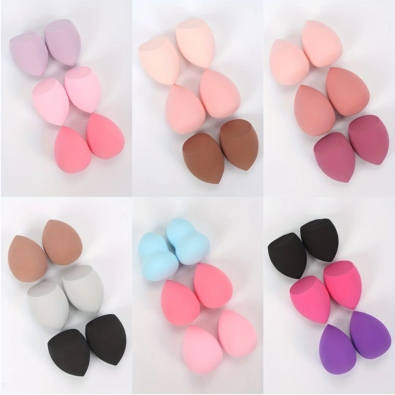 6Pcs Hydrophilic Makeup Sponges-Latex-Free Multi-Color Blenders for Liquid/Cream/Powder|Pore-Blurring All Skin Types Travel Kit